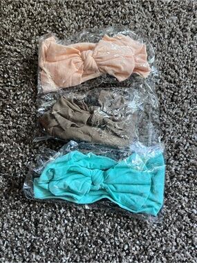 3-Pack Baby Knotted Headband Set - Peach, Brown, Teal